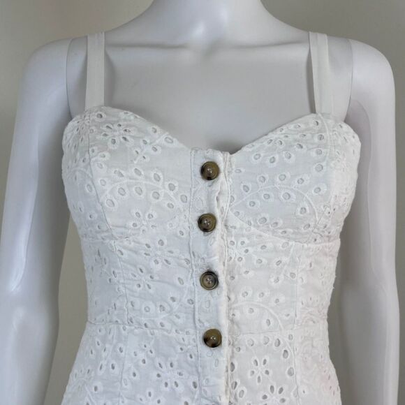 Helly Molly Adalusia Size S White Eyelet Ruffle Embroidered Cotton Midi Dress - Picture 3 of 17